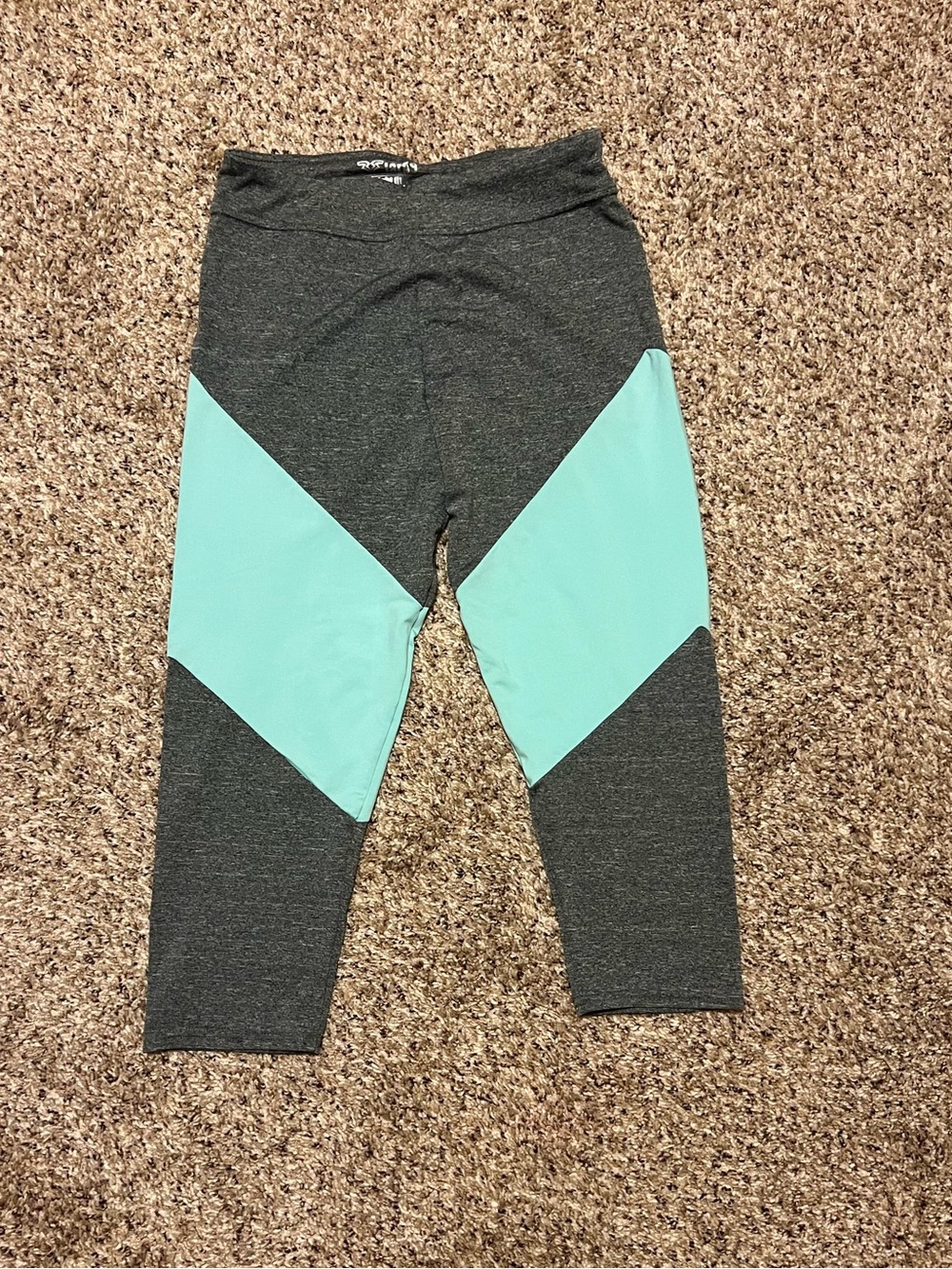 Heather Gray Leggings with Mint Chevron Panels